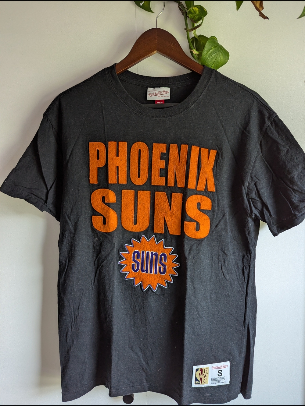 Mitchell & Ness Black Tee with Orange Phoenix Suns Graphics
